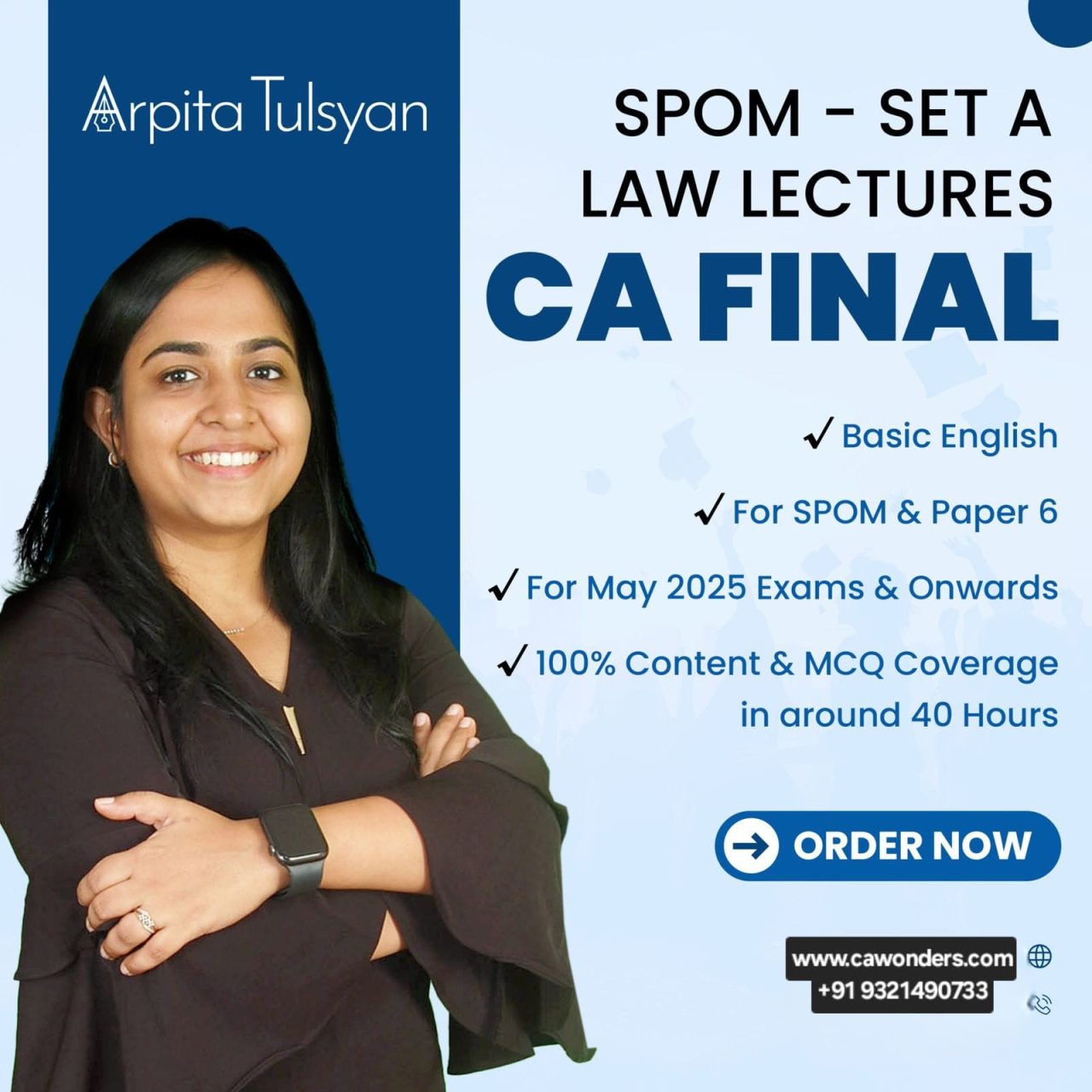 CA Arpita Tulsyan CA Final LAW SPOM CA Wonders